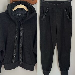 Express Gray Embellished Hoodie and Pants XS
